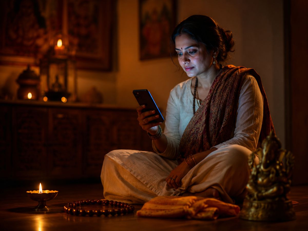 A person receiving an AI-powered wisdom reading on a phone
